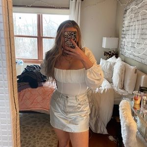 Silver Moto Mini Skirt